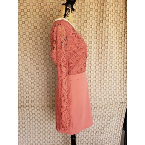 Women's Dress Long Sleeve Lace Stretch Bodycon Mini Dress Marsala Large NWT - Picture 6 of 10